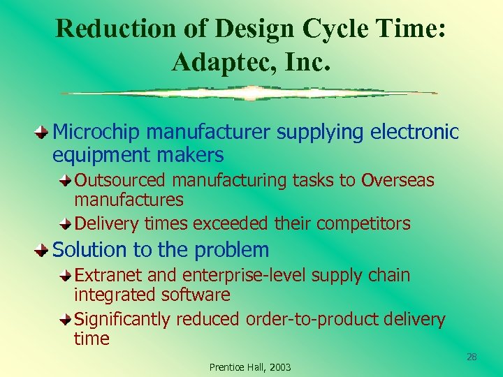 Reduction of Design Cycle Time: Adaptec, Inc. Microchip manufacturer supplying electronic equipment makers Outsourced
