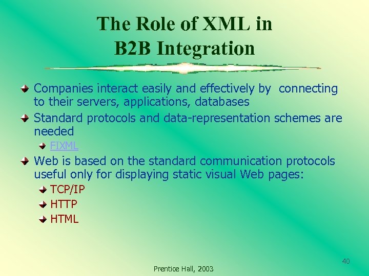 The Role of XML in B 2 B Integration Companies interact easily and effectively
