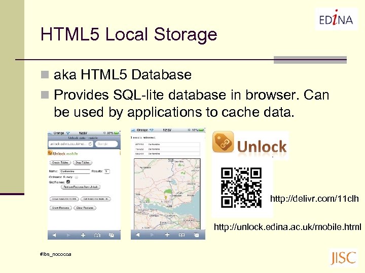 HTML 5 Local Storage n aka HTML 5 Database n Provides SQL-lite database in