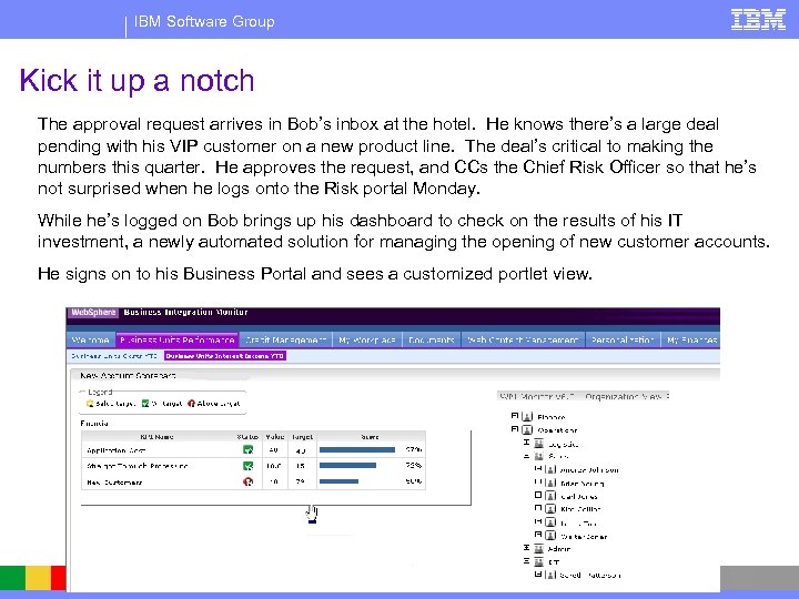 IBM Software Group Kick it up a notch The approval request arrives in Bob’s