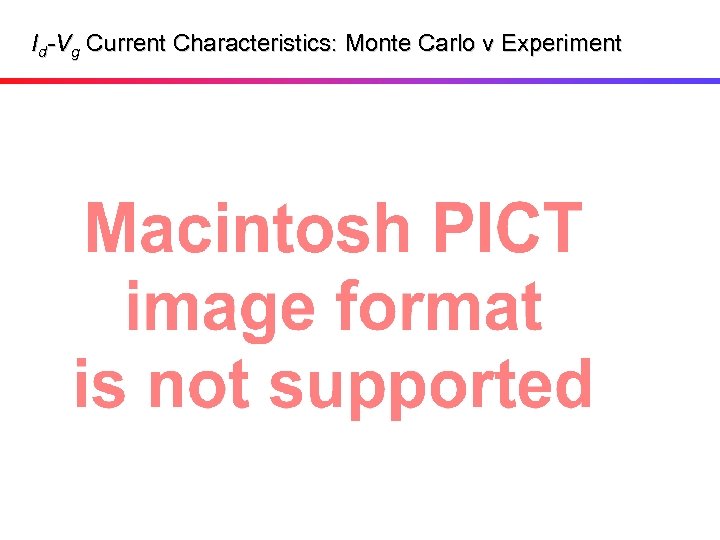 Id-Vg Current Characteristics: Monte Carlo v Experiment 