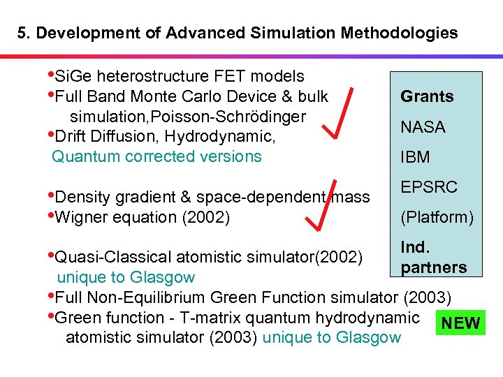 5. Development of Advanced Simulation Methodologies • Si. Ge heterostructure FET models • Full