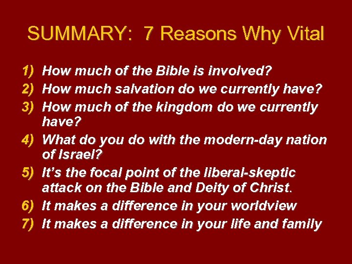 SUMMARY: 7 Reasons Why Vital SUMMARY: 7 Reasons Why Vital 1) 2) 3) 4)