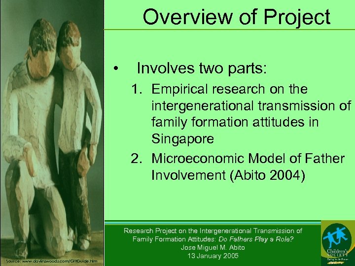 Overview of Project • Involves two parts: 1. Empirical research on the intergenerational transmission