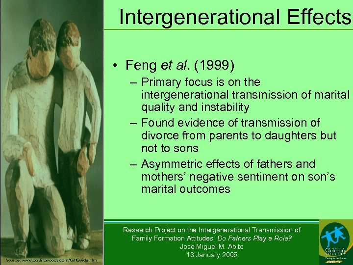 Intergenerational Effects • Feng et al. (1999) – Primary focus is on the intergenerational