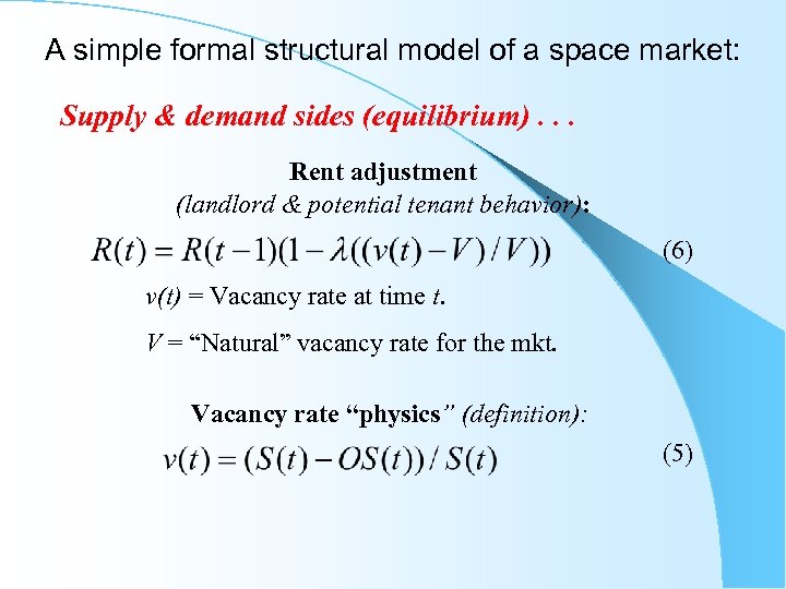 A simple formal structural model of a space market: Supply & demand sides (equilibrium).