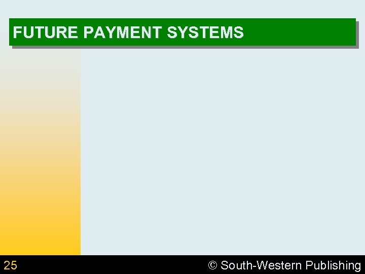 FUTURE PAYMENT SYSTEMS 25 © South-Western Publishing 