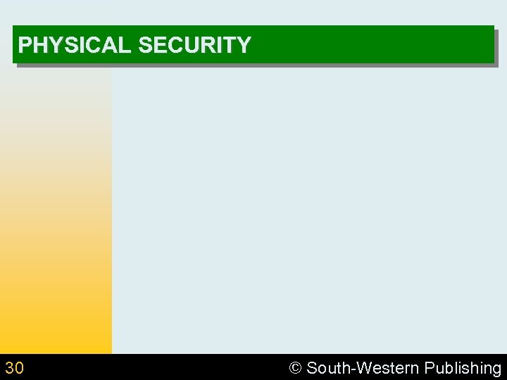 PHYSICAL SECURITY 30 © South-Western Publishing 