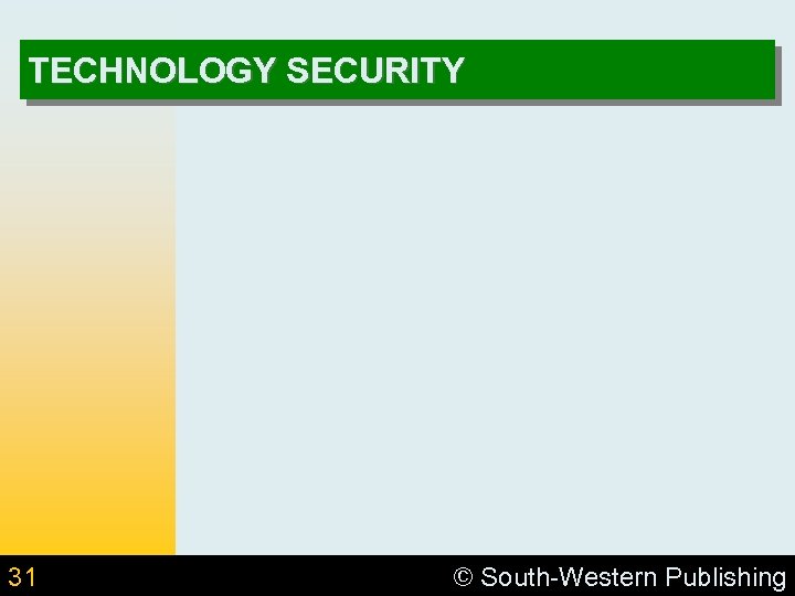 TECHNOLOGY SECURITY 31 © South-Western Publishing 