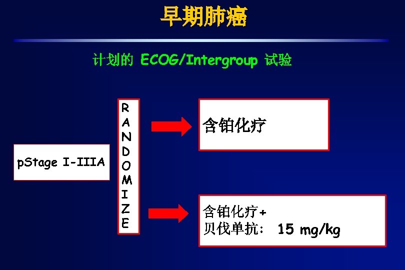 早期肺癌 计划的 ECOG/Intergroup 试验 p. Stage I-IIIA R A N D O M I