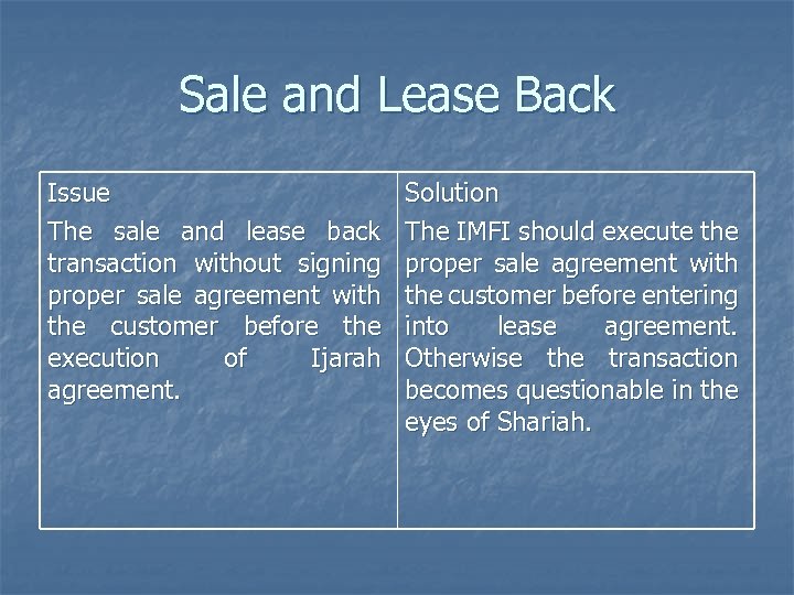 Sale and Lease Back Issue The sale and lease back transaction without signing proper