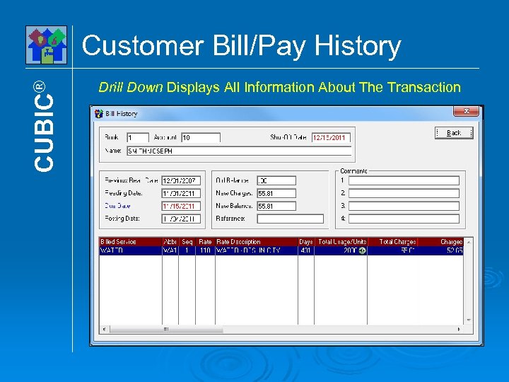 CUBIC® Customer Bill/Pay History Drill Down Displays All Information About The Transaction 
