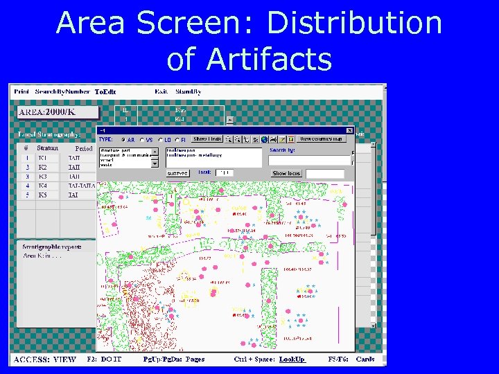 Area Screen: Distribution of Artifacts 