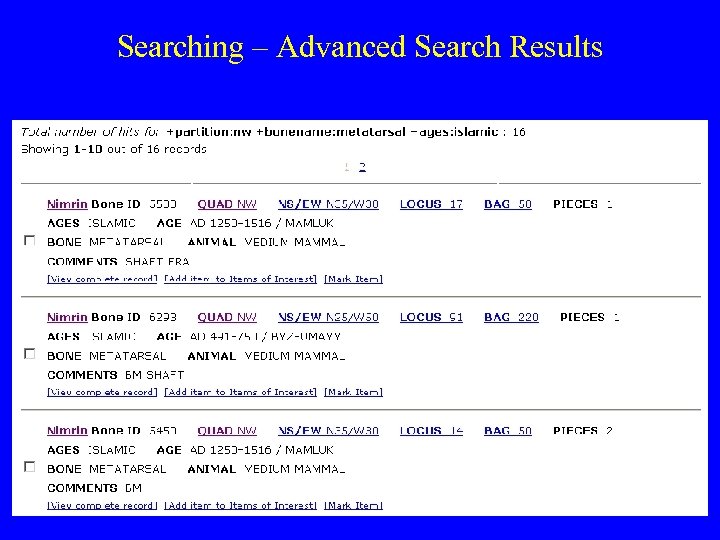 Searching – Advanced Search Results 