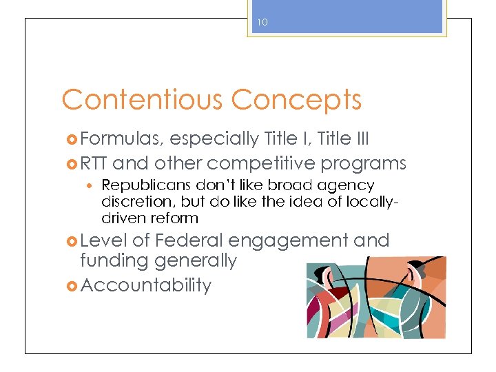 10 Contentious Concepts Formulas, especially Title I, Title III RTT and other competitive programs