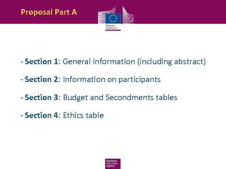 Proposal Part A - Section 1: General information (including abstract) - Section 2: Information