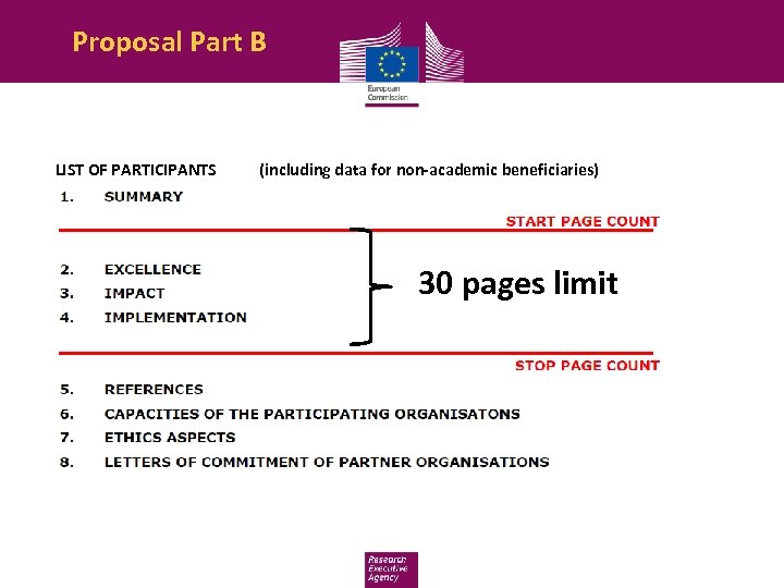 Proposal Part B LIST OF PARTICIPANTS (including data for non-academic beneficiaries) 30 pages limit