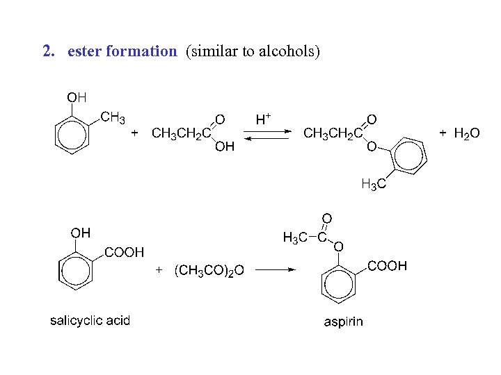 2. ester formation (similar to alcohols) 