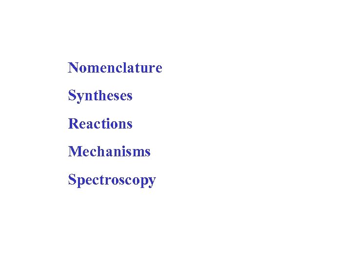 Nomenclature Syntheses Reactions Mechanisms Spectroscopy 