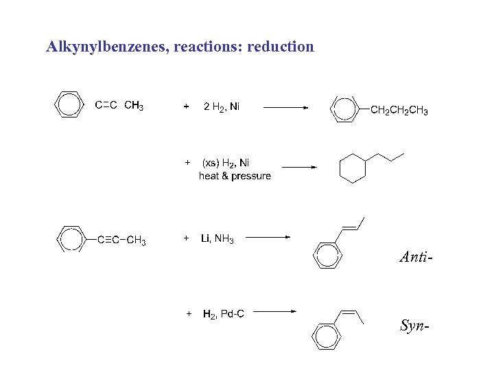 Alkynylbenzenes, reactions: reduction Anti- Syn- 