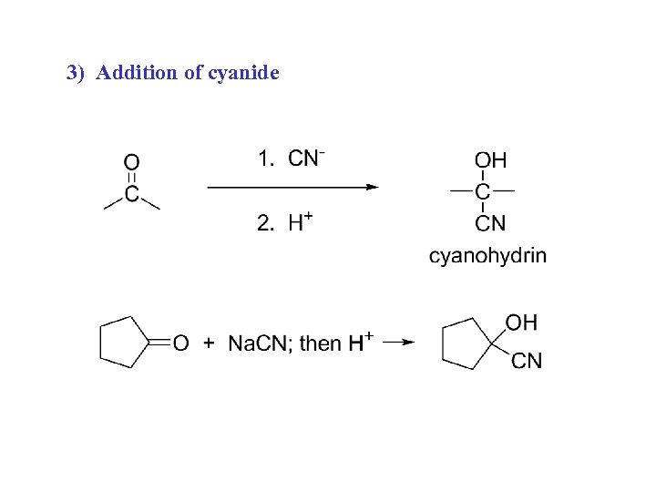 3) Addition of cyanide 