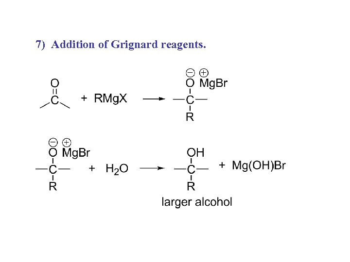 7) Addition of Grignard reagents. 