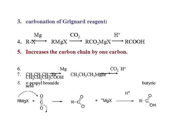 3. carbonation of Grignard reagent: Mg 4. R-X RMg. X CO 2 H+ RCO