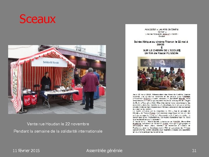 Sceaux Vente rue Houdan le 22 novembre Pendant la semaine de la solidarité internationale