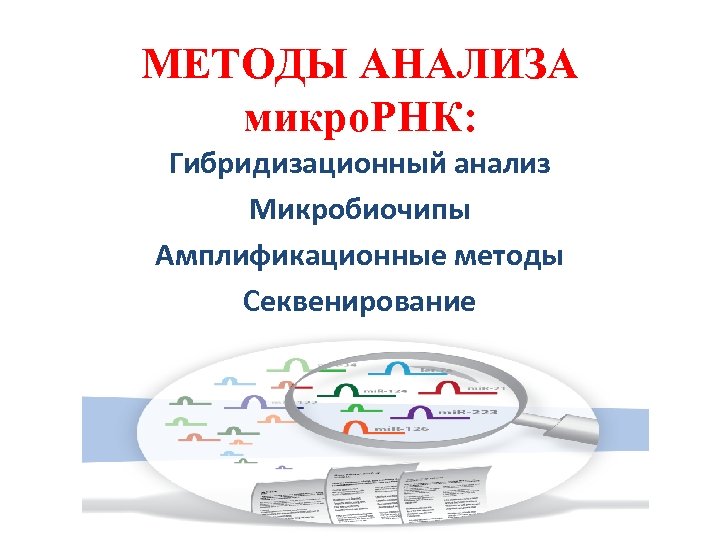 МЕТОДЫ АНАЛИЗА микро. РНК: Гибридизационный анализ Микробиочипы Амплификационные методы Секвенирование 