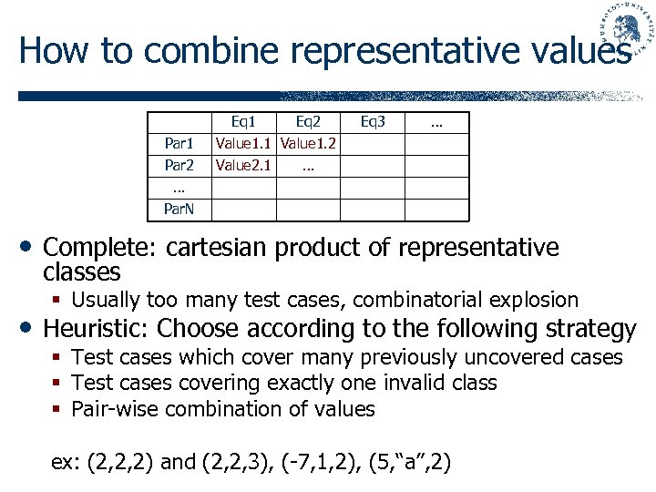 How to combine representative values Eq 1 Eq 2 Par 1 Value 2. 1