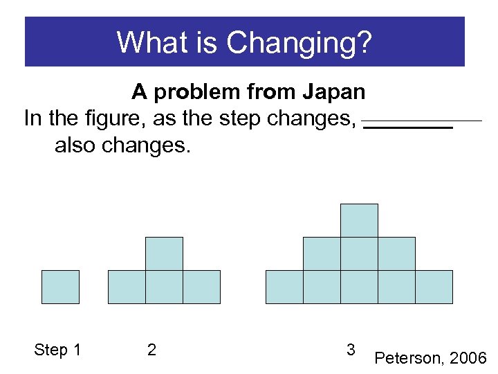 What is Changing? A problem from Japan In the figure, as the step changes,