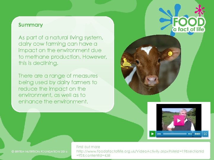 Summary As part of a natural living system, dairy cow farming can have a