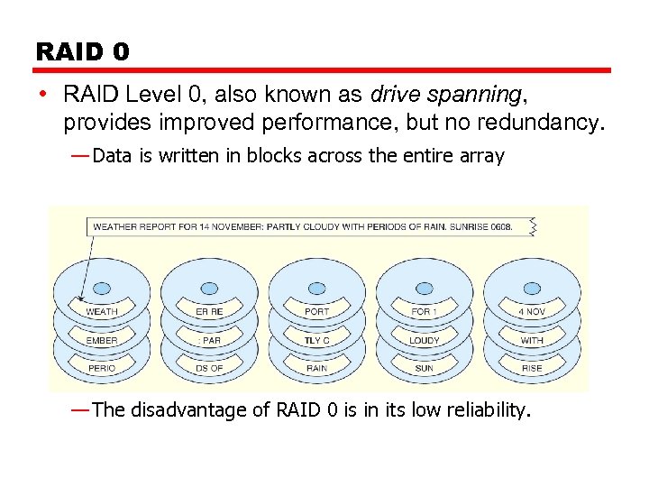 RAID 0 • RAID Level 0, also known as drive spanning, provides improved performance,