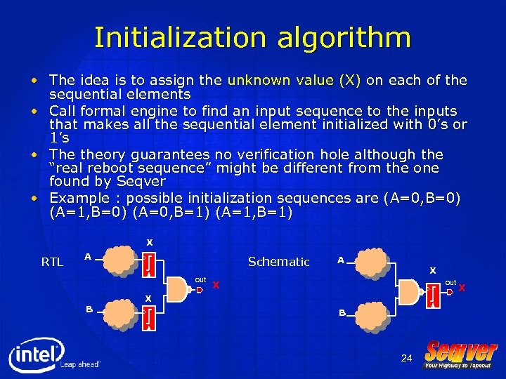 Initialization algorithm • The idea is to assign the unknown value (X) on each