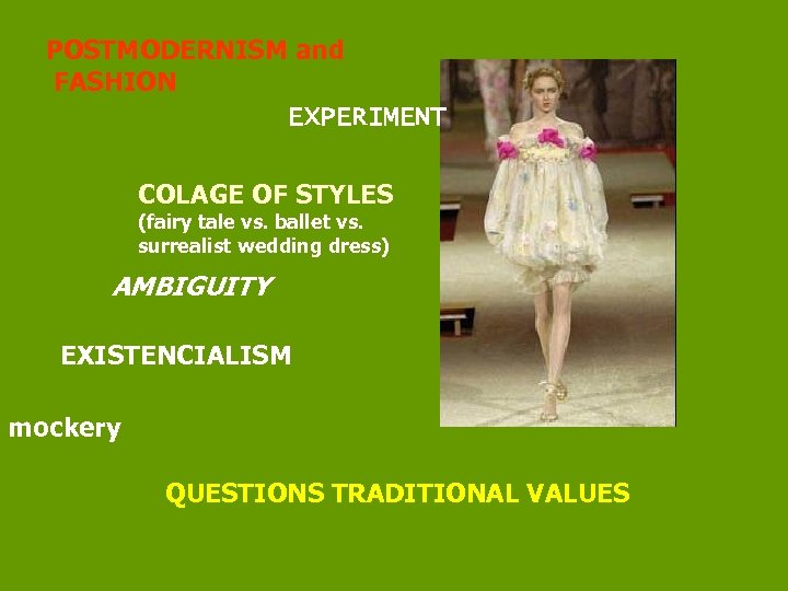 POSTMODERNISM and FASHION EXPERIMENT COLAGE OF STYLES (fairy tale vs. ballet vs. surrealist wedding