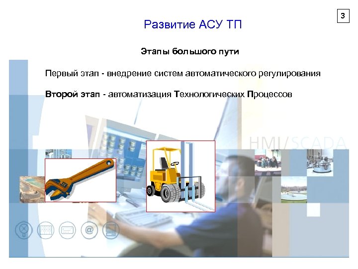 Развитие АСУ ТП Этапы большого пути Первый этап - внедрение систем автоматического регулирования Второй