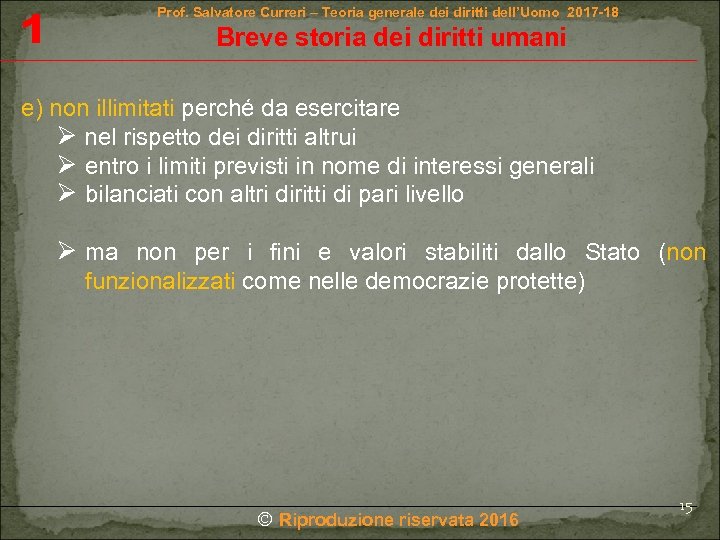 1 Prof. Salvatore Curreri – Teoria generale dei diritti dell’Uomo 2017 -18 Breve storia