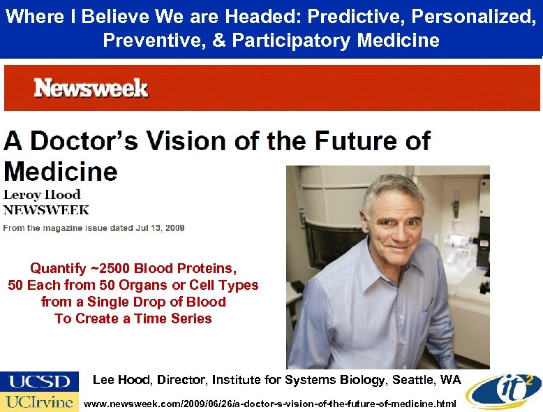 Where I Believe We are Headed: Predictive, Personalized, Preventive, & Participatory Medicine Quantify ~2500