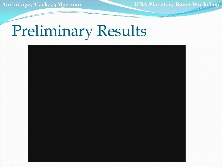 Anchorage, Alaska, 3 May 2010 ICRA Planetary Rover Workshop Preliminary Results 