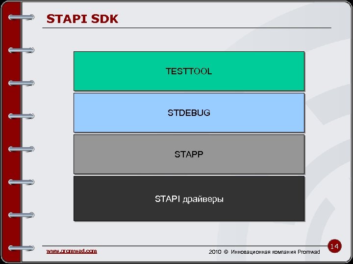 STAPI SDK TESTTOOL STDEBUG STAPP STAPI драйверы www. promwad. com 2010 © Инновационная компания