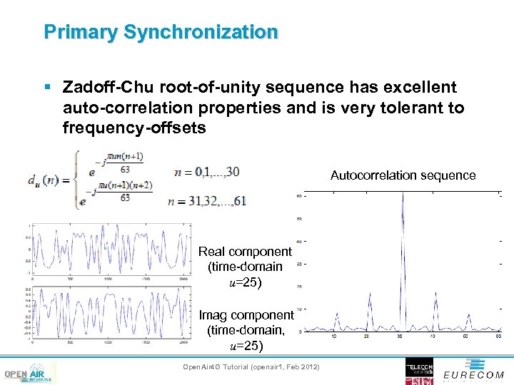 Primary Synchronization § Zadoff-Chu root-of-unity sequence has excellent auto-correlation properties and is very tolerant