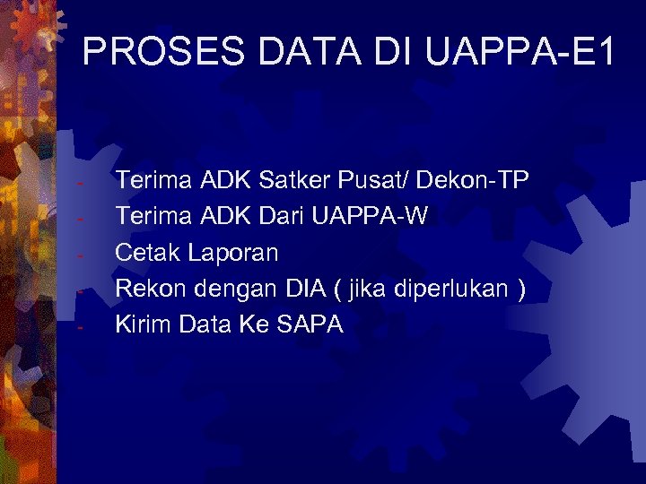 PROSES DATA DI UAPPA-E 1 - Terima ADK Satker Pusat/ Dekon-TP Terima ADK Dari