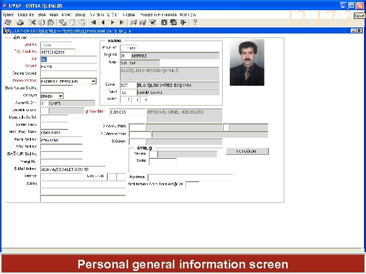 Personal general information screen 30 