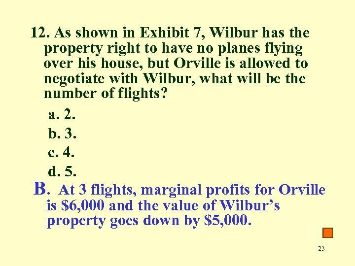 12. As shown in Exhibit 7, Wilbur has the property right to have no