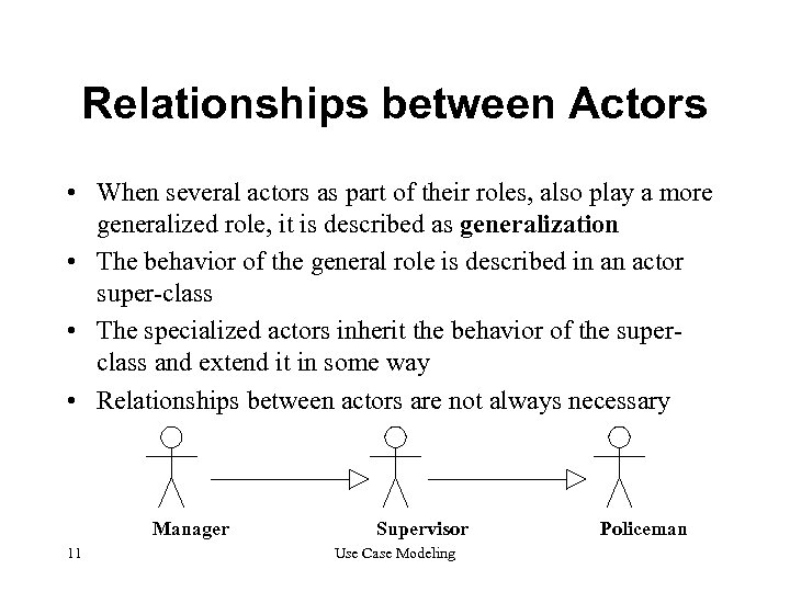 Relationships between Actors • When several actors as part of their roles, also play