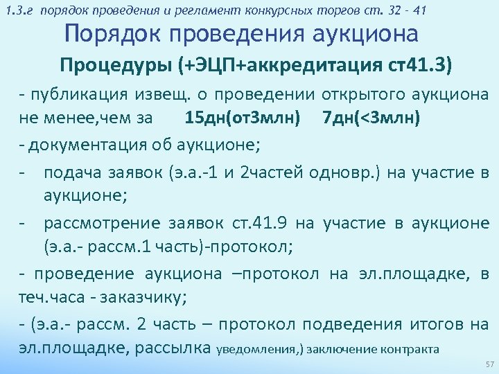 1. 3. г порядок проведения и регламент конкурсных торгов ст. 32 – 41 Порядок