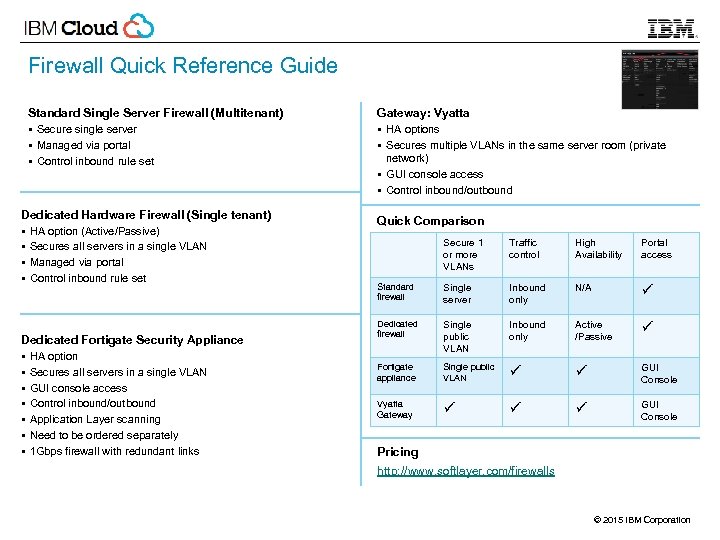 Firewall Quick Reference Guide Standard Single Server Firewall (Multitenant) § Secure single server §