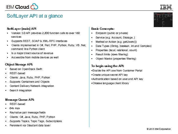 Soft. Layer API at a glance Soft. Layer [main] API § Version 3. 0