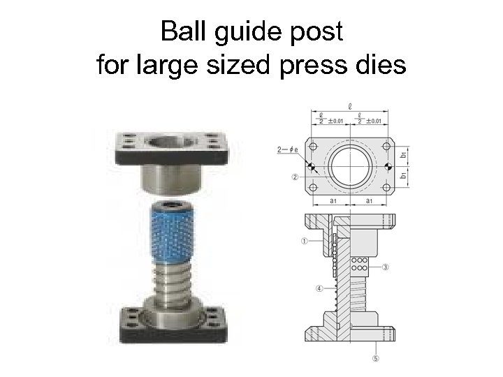 Ball guide post for large sized press dies 