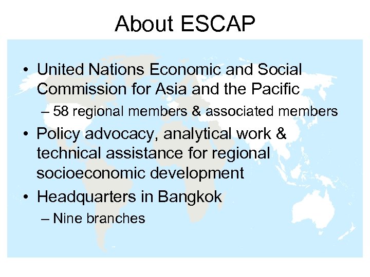 About ESCAP • United Nations Economic and Social Commission for Asia and the Pacific